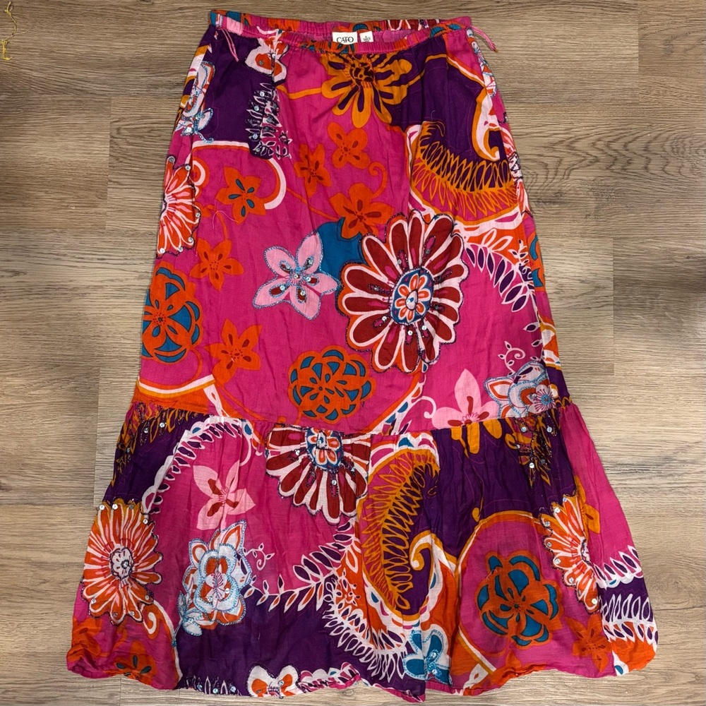 ~y2k floral sequin mermaid-style maxi skirt~
